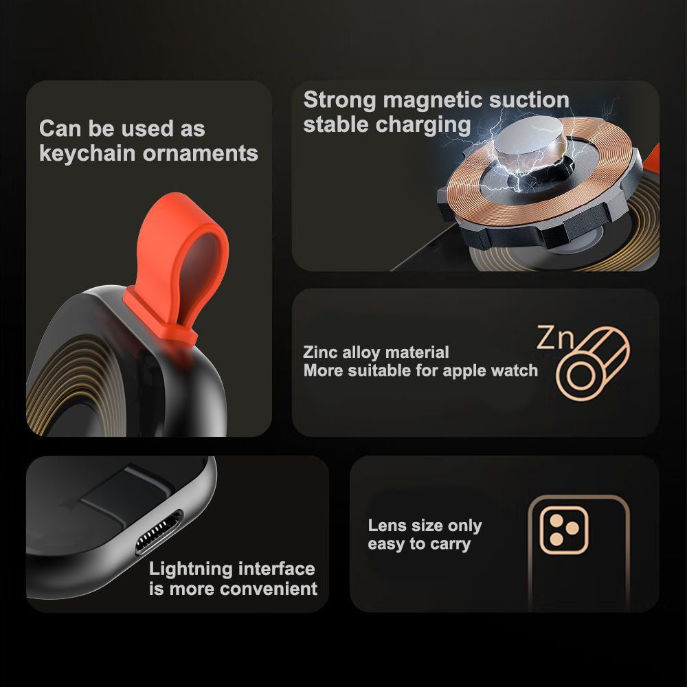 Lito - Magnetic Wireless Charger (LC03) - for Apple Watch, with Keyring, Charge On the Go, 5W, 1A - White