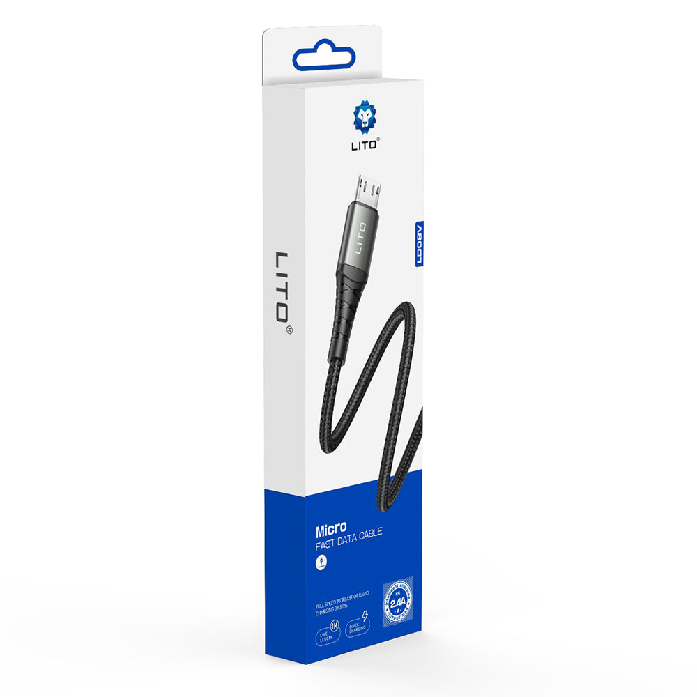 Lito - Data Cable (LD08V) - USB-A to Micro-USB, Fast Charging, 2.4A, 1m - Black