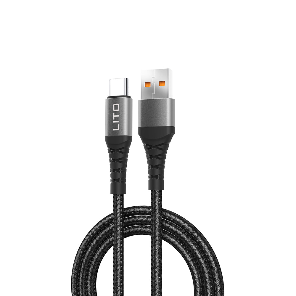 Lito - Data Cable (LD08T) - USB-A to Type-C, Fast Charging, 2.4A, 1m - Black