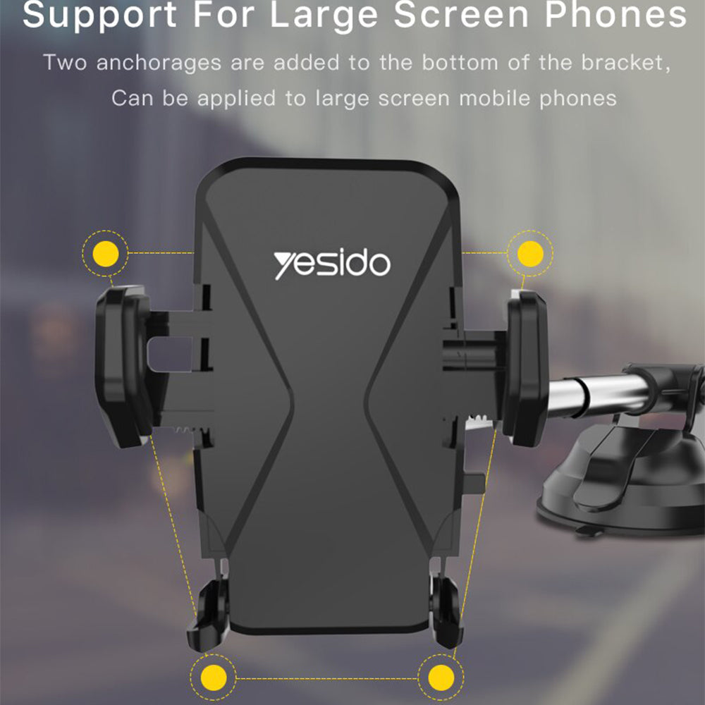 Yesido - Car Holder (C40) - Extendable Arm for Dashboard, Windshield - Black
