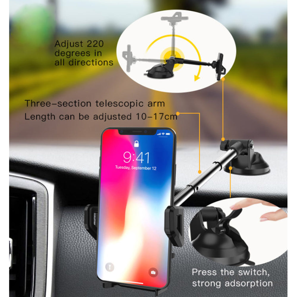 Yesido - Car Holder (C40) - Extendable Arm for Dashboard, Windshield - Black