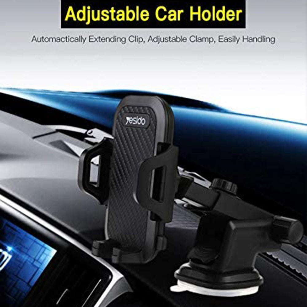 Yesido - Car Holder (C23) - Extendable Arm for Dashboard, Windshield - Black