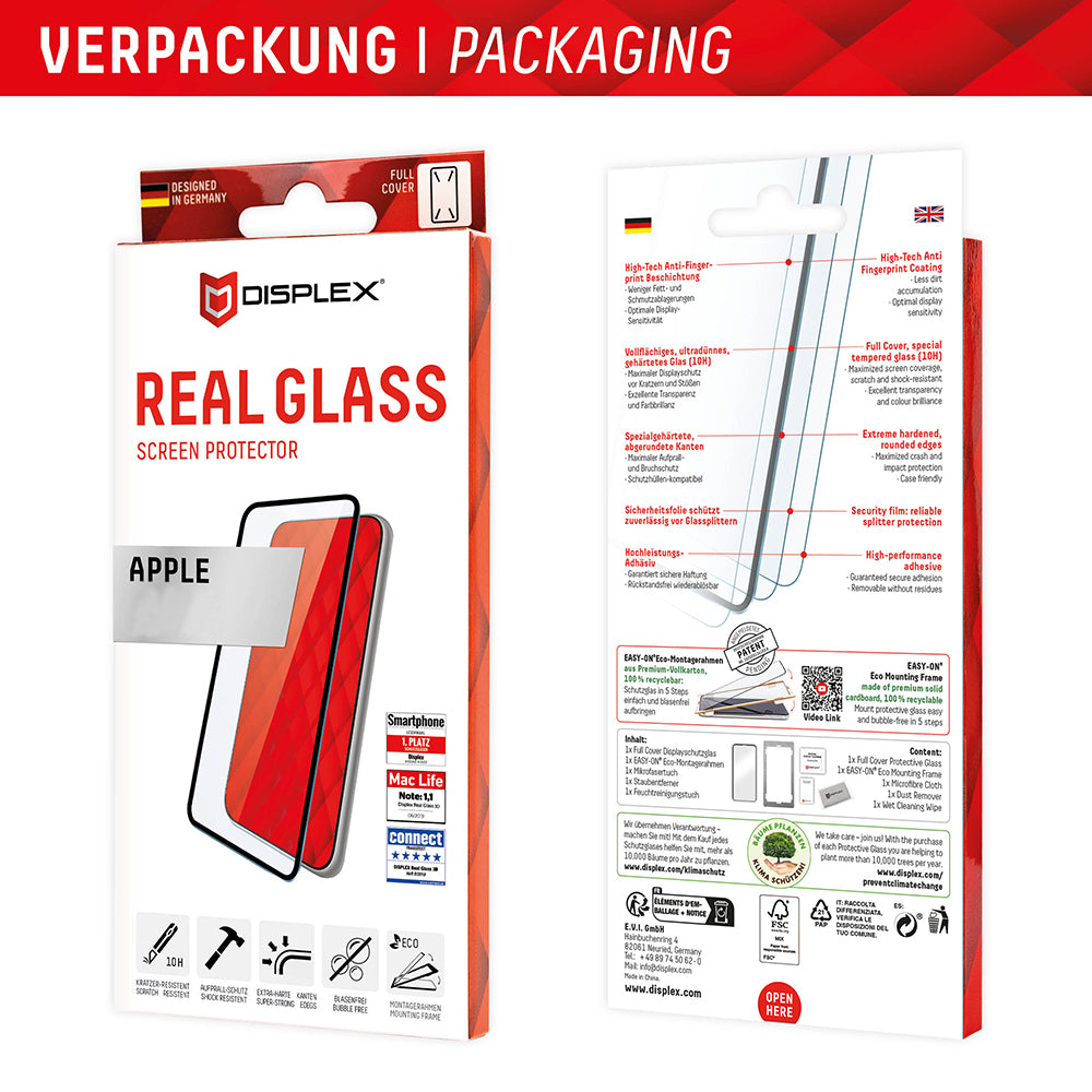 Displex - Premium Real Glass Full Cover - iPhone 16 Plus - Black