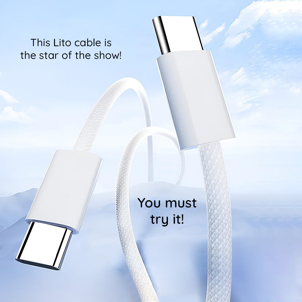 Lito - Data Cable (LD04CC) - Type-C to Type-C, Fast Charging PD60W, 1m - White