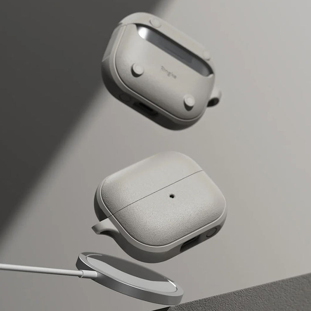 Ringke - Protection Case Onyx Magnetic - for Galaxy Buds 3 / 3 Pro / 3 FE, Non-Slip Texture, Carabiner - Warm Gray