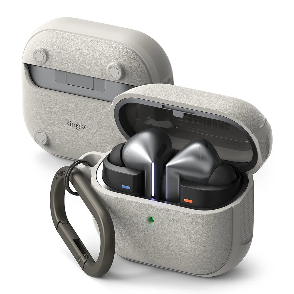 Ringke - Protection Case Onyx Magnetic - for Samsung Galaxy Buds 3 / 3 Pro, Non-Slip Texture, Carabiner Hole - Warm Gray