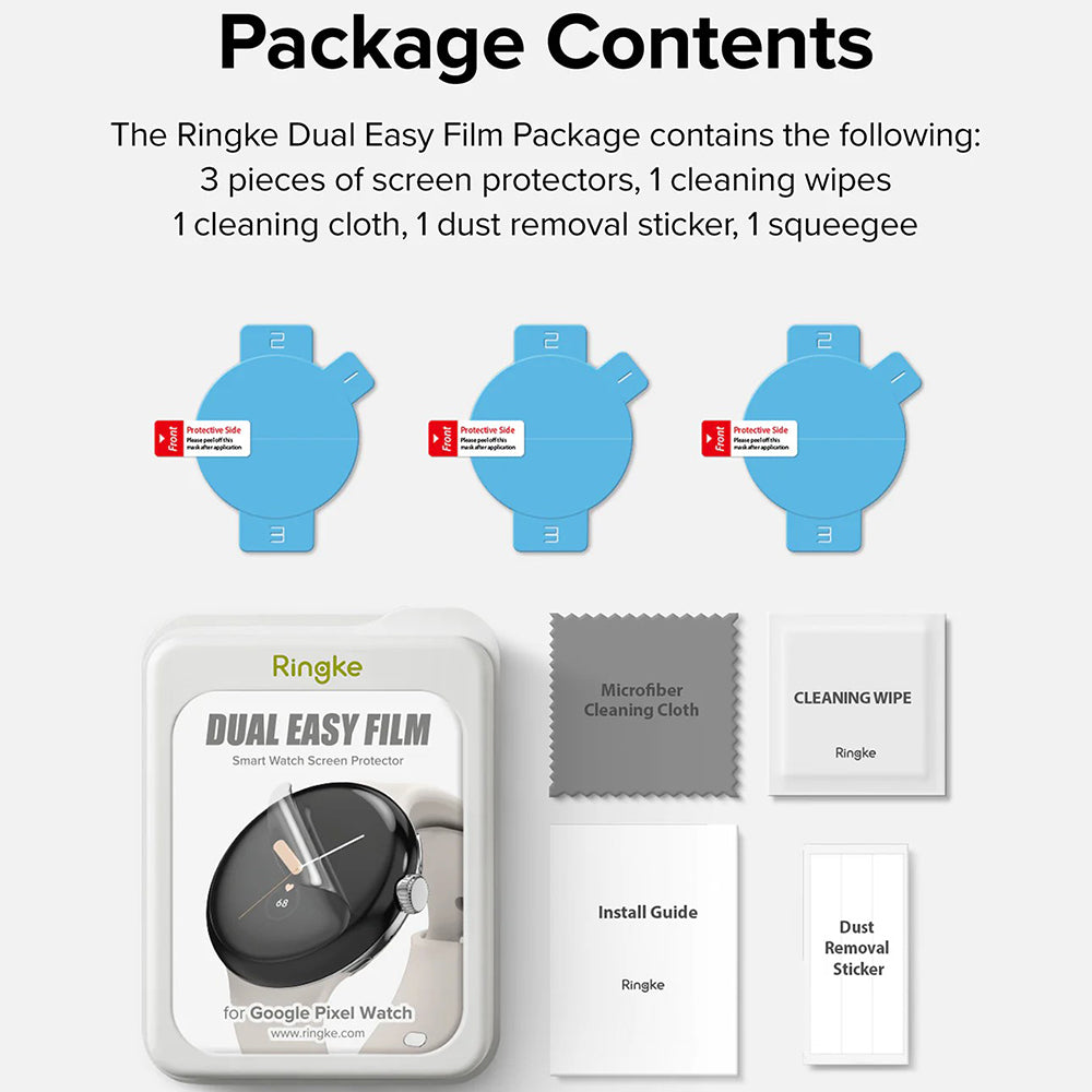 Ringke - Dual Easy Film (3 pack) - Google Pixel Watch 3 41mm - Clear