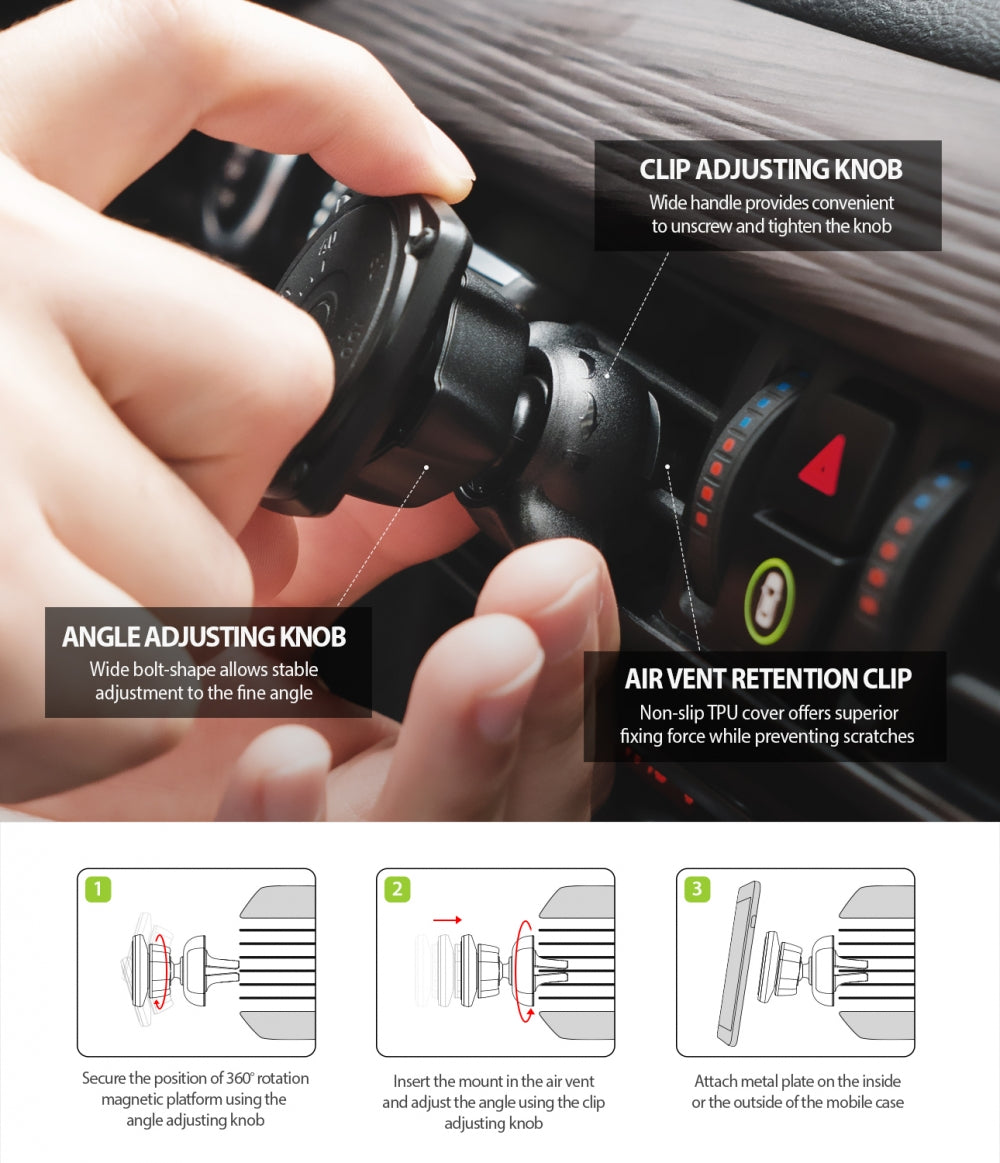 Ringke - Car Holder - Power Indicator Design for Air Vent - Black