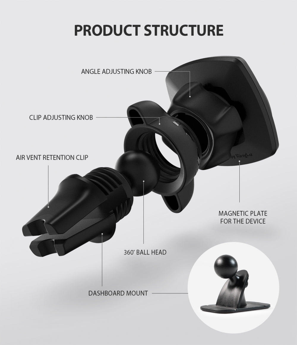 Ringke - Car Holder - Power Indicator Design for Air Vent - Black