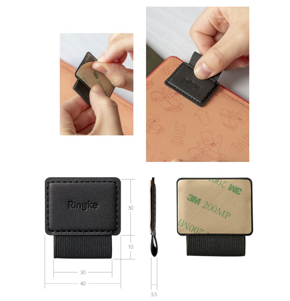 Ringke - Pen Holder (1 pack) - Ecological Leather, Textile, Elastic - Black