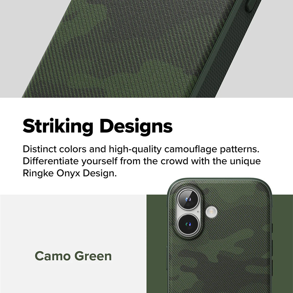 Ringke - Onyx Design - iPhone 16 Plus - Camo Green