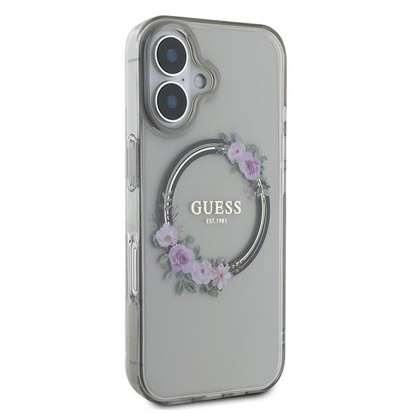 Guess Magsafe “Flower Wreath” Hard Case Θήκη προστασίας από σκληρό πλαστικό – iPhone 16 (Μαύρο – GUHMP16SHFWFCK)