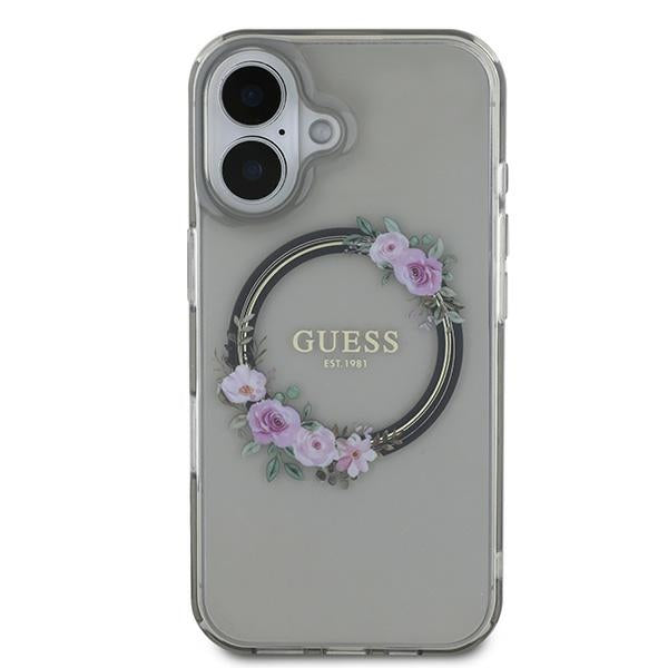 Guess Magsafe “Flower Wreath” Hard Case Θήκη προστασίας από σκληρό πλαστικό – iPhone 16 (Μαύρο – GUHMP16SHFWFCK)