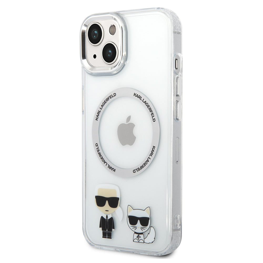 Karl Lagerfeld Magsafe Ringstand Case IML Ring Karl+Choupette Θήκη προστασίας από σκληρό πλαστικό για iPhone 14 Plus (Clear – KLHMP14MHKCT)