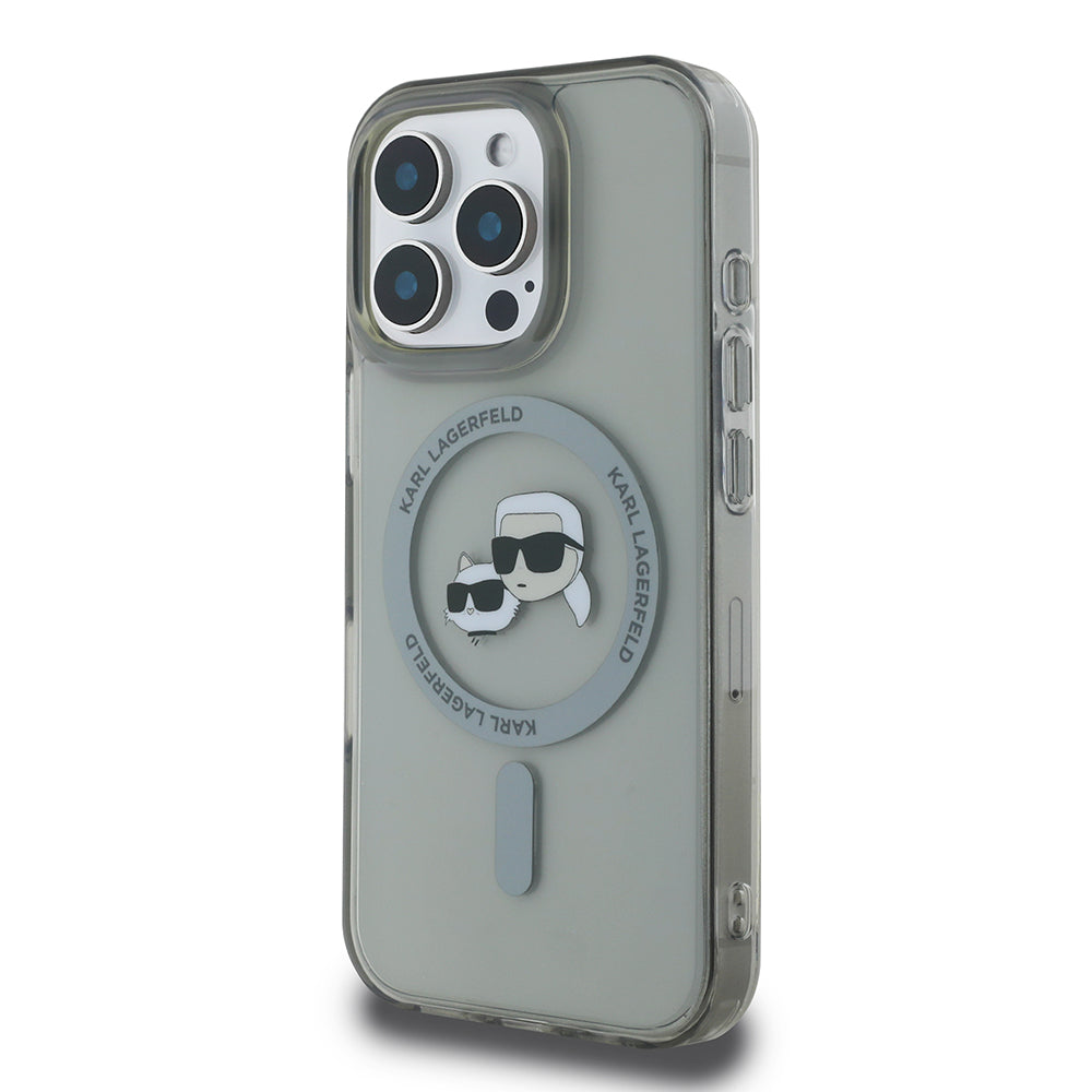 Karl Lagerfeld Magsafe Ringstand Case “Karl + Choupette’s Head” Θήκη προστασίας από σκληρό πλαστικό για iPhone 16 Pro (Μαύρο – KLHMP16LHLSKCK)