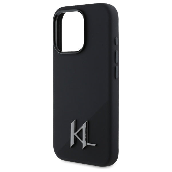 Karl Lagerfeld MagSafe Shadow Metal Initial Logo Silicone Case Θήκη προστασίας από σιλικόνη – iPhone 16 Pro (Μαύρο – KLHMP16LSCMKMPCK)