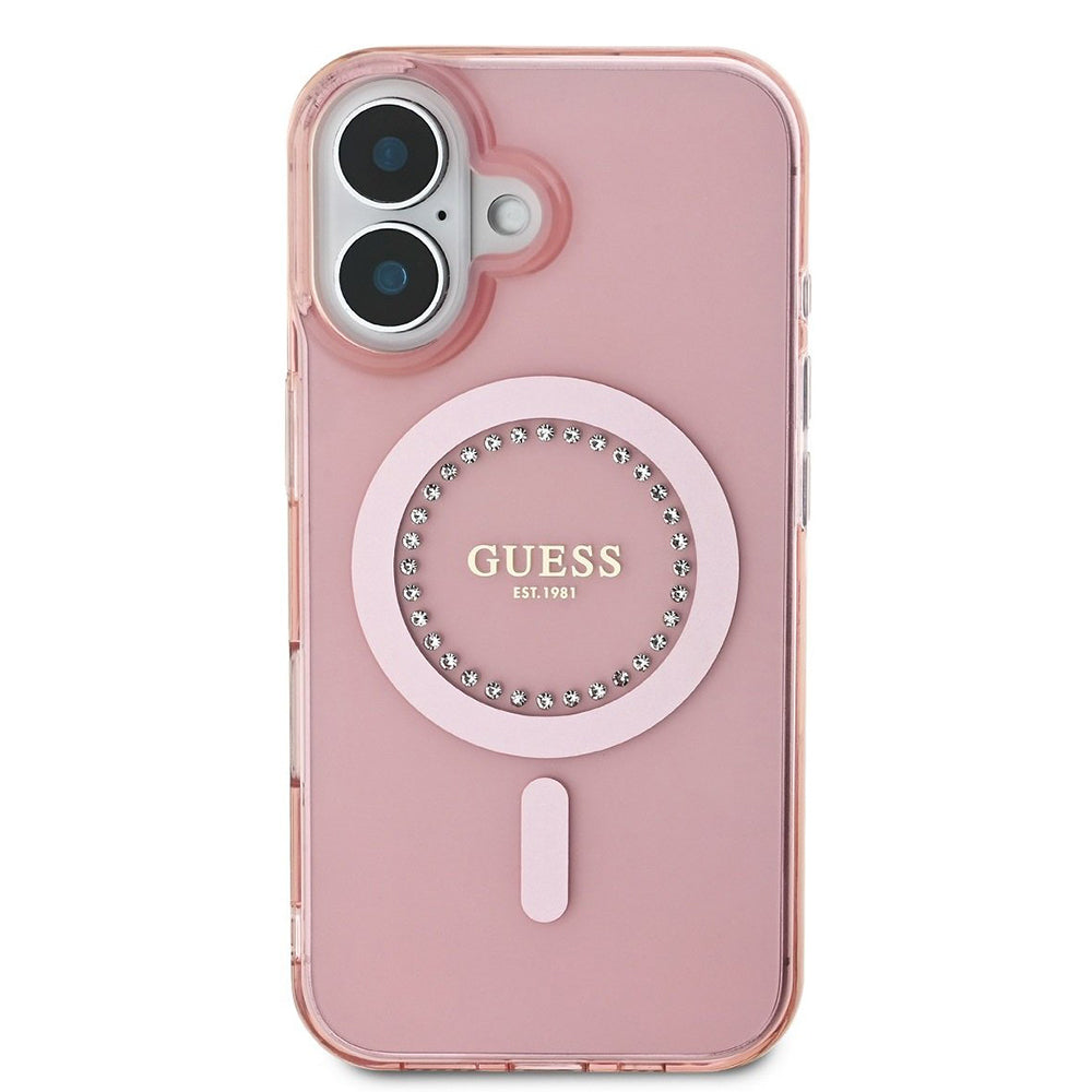 Guess Magsafe “Rhinestones” Hard Case Θήκη προστασίας από σκληρό πλαστικό – iPhone 16 (Ροζ – GUHMP16SPFTDTEP)