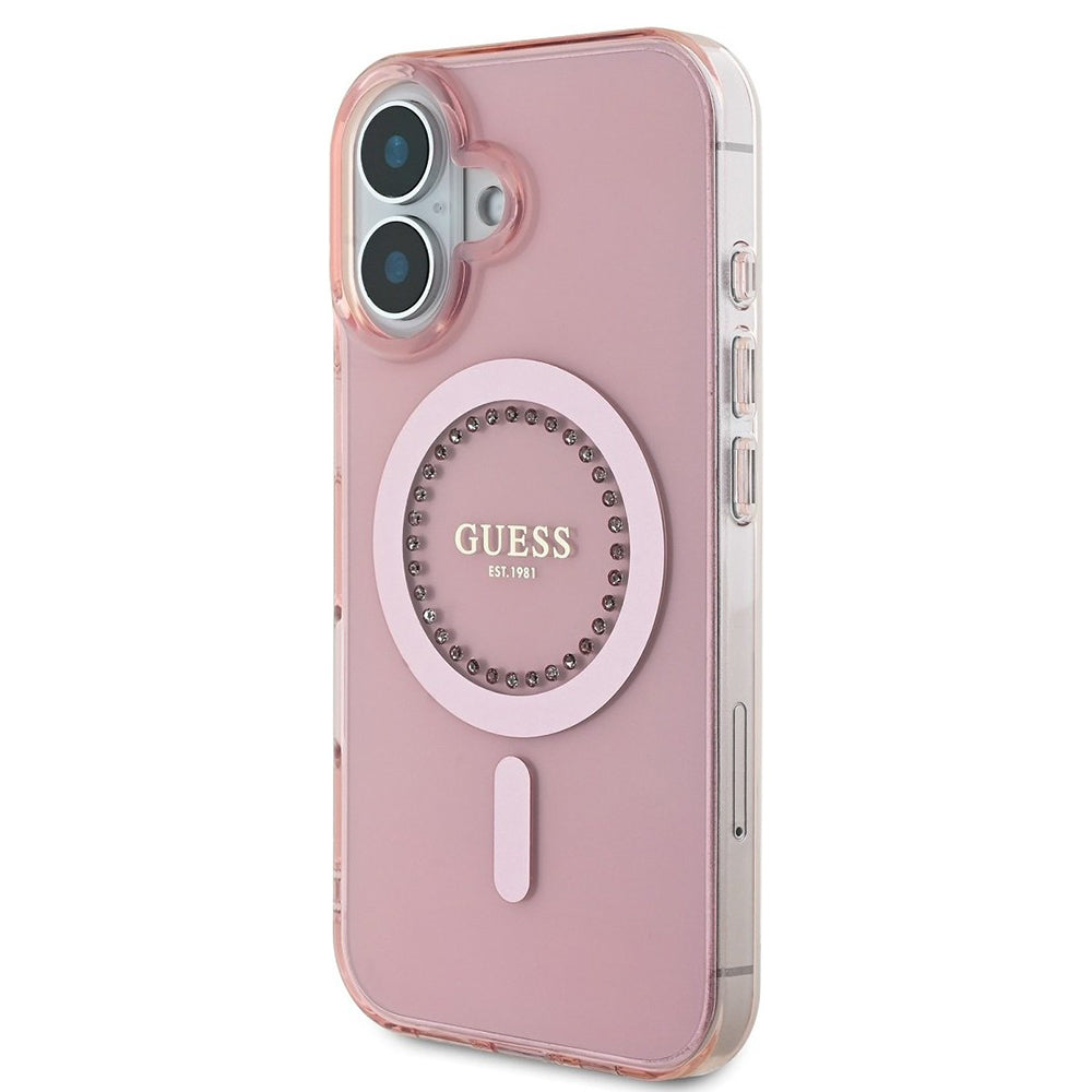 Guess Magsafe “Rhinestones” Hard Case Θήκη προστασίας από σκληρό πλαστικό – iPhone 16 (Ροζ – GUHMP16SPFTDTEP)