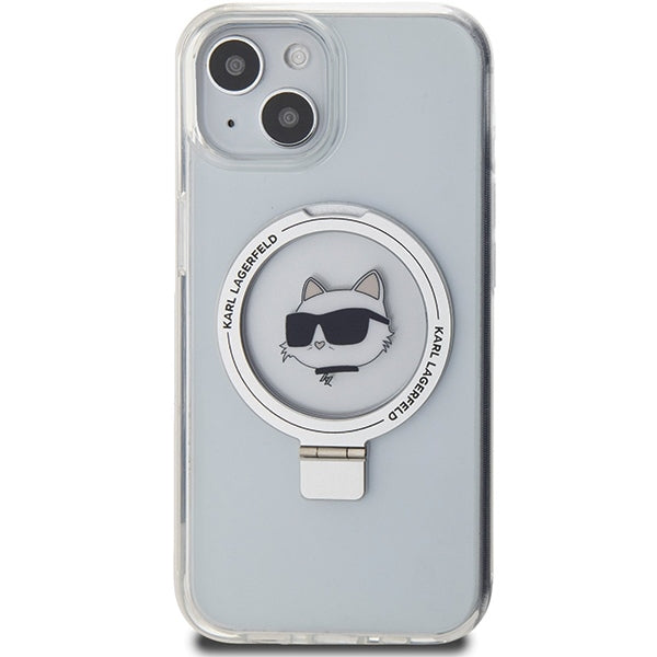 Karl Lagerfeld - Hardcase Ring Stand MagSafe (KLHMP15MHMRSCHH) - iPhone 15 Plus - White Choupette Head