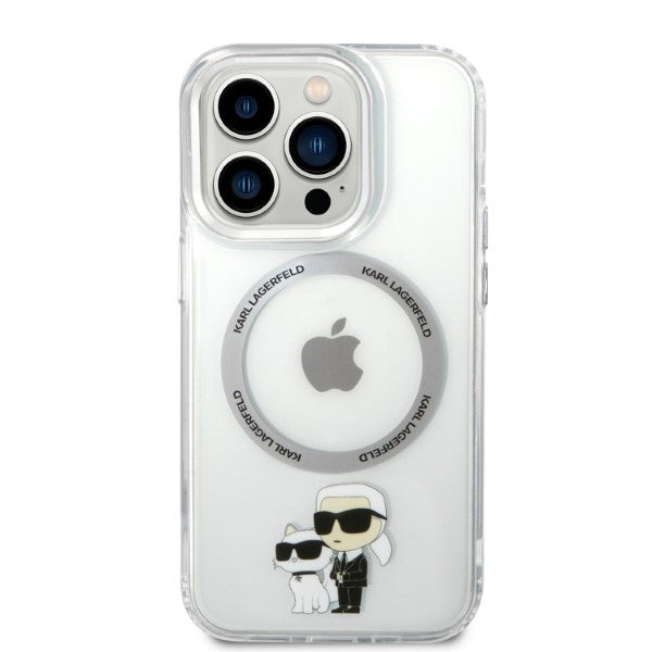Karl Lagerfeld IML NFT Back Cover Hard Case Karl & Choupette Διάφανη θήκη προστασίας με ενσωματωμένο δαχτυλίδι MagSafe – iPhone 14 Pro (Clear/Grey)