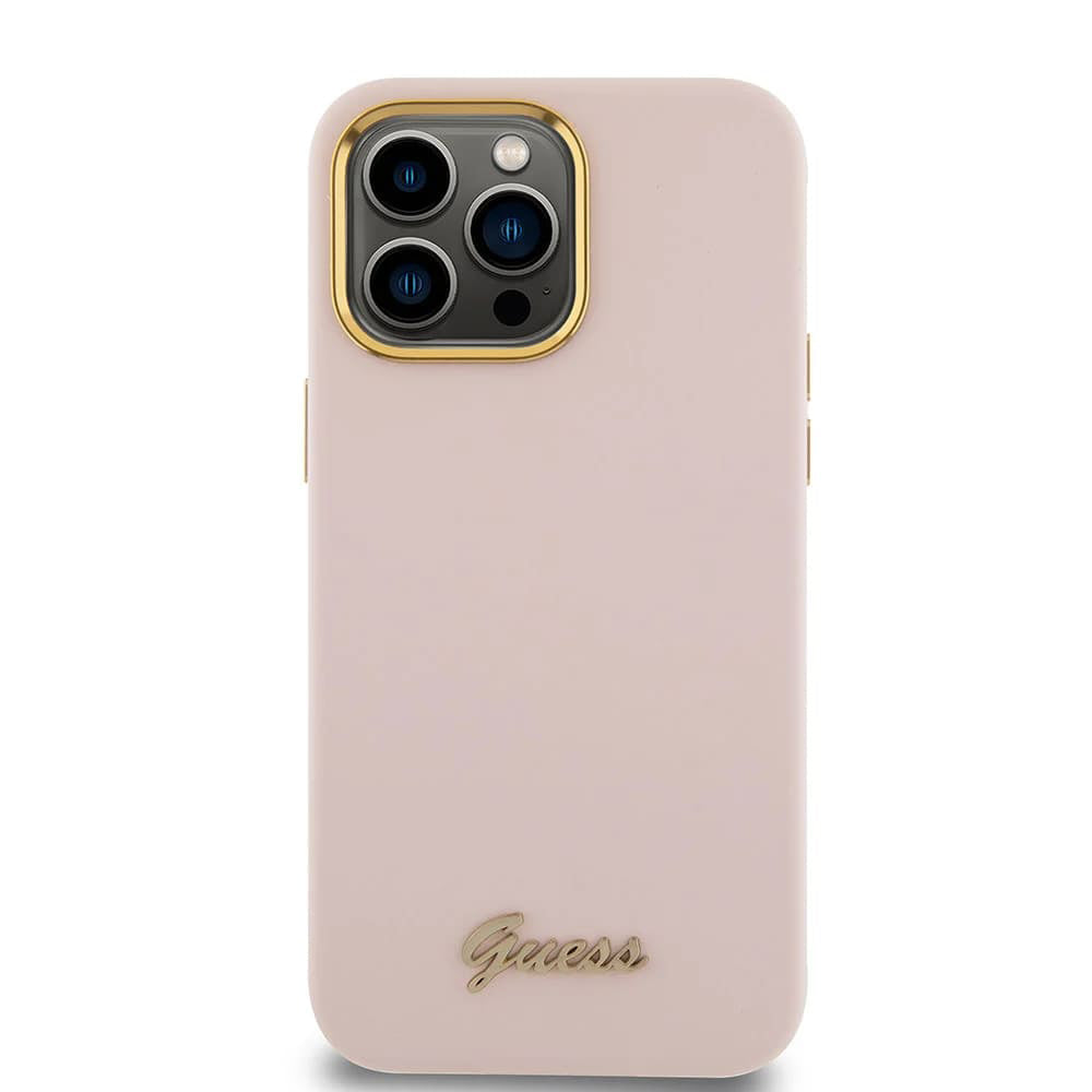 Guess “Vintage Script Gold Logo Collection” Σκληρή Θήκη προστασίας από σιλικόνη – Apple iPhone 15 Pro (Ροζ – GUHCP15LSMBSLP)