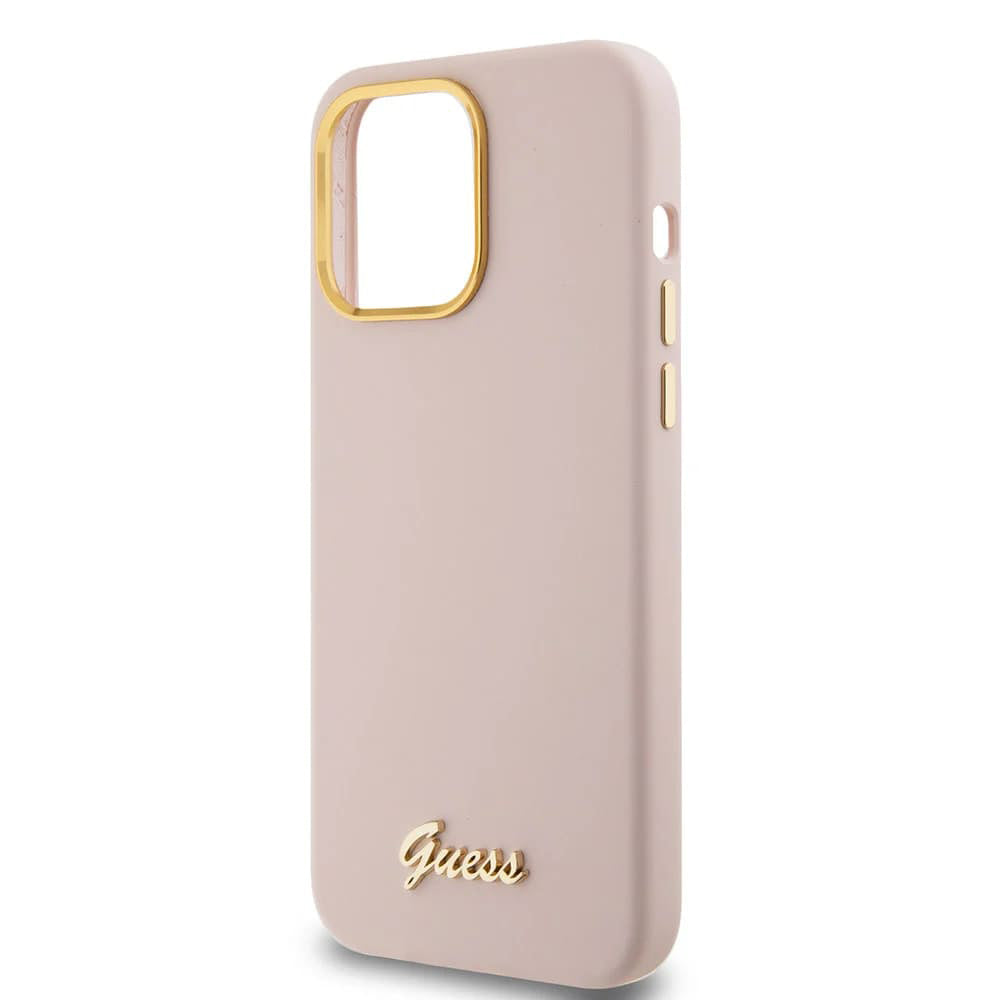 Guess “Vintage Script Gold Logo Collection” Σκληρή Θήκη προστασίας από σιλικόνη – Apple iPhone 15 Pro (Ροζ – GUHCP15LSMBSLP)