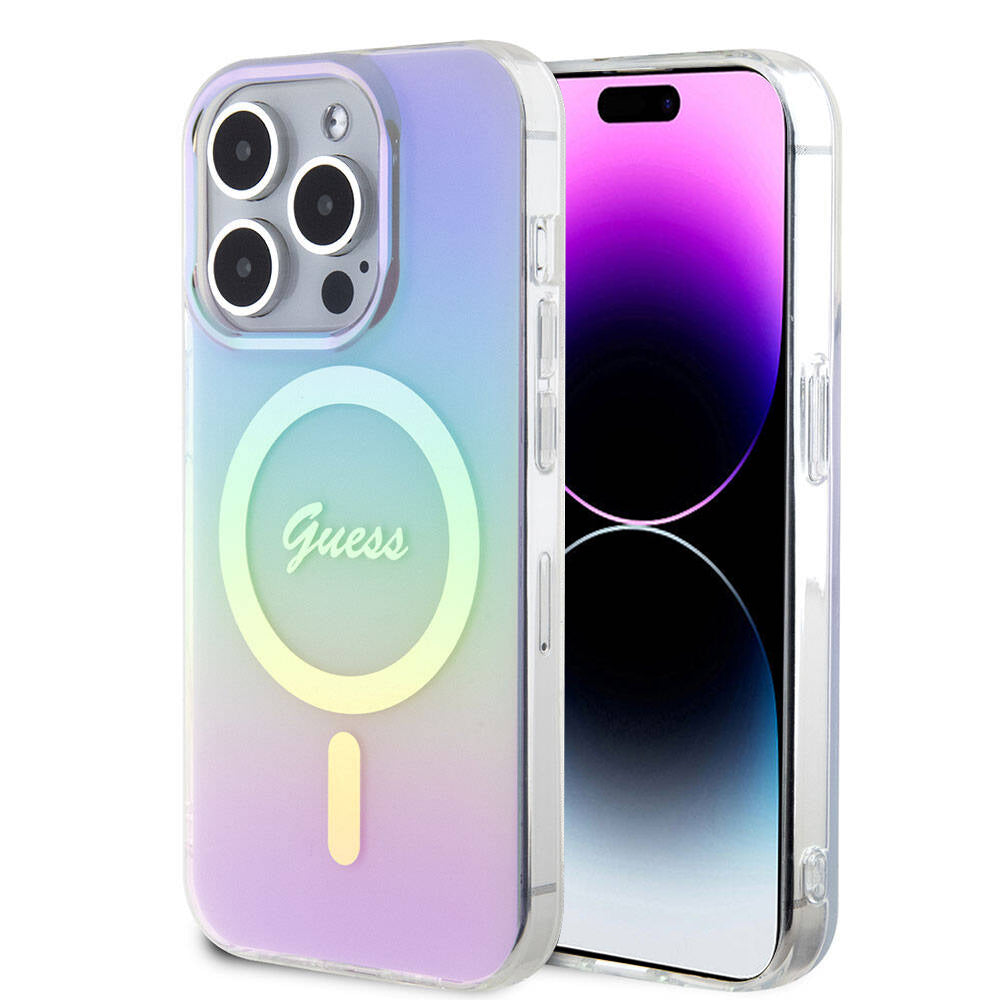 Guess Iridescent Magsafe Case Πολύχρωμη θήκη προστασίας από σκληρό πλαστικό – iPhone 15 Pro (Rainbow Purple – GUHMP15LHITSU)