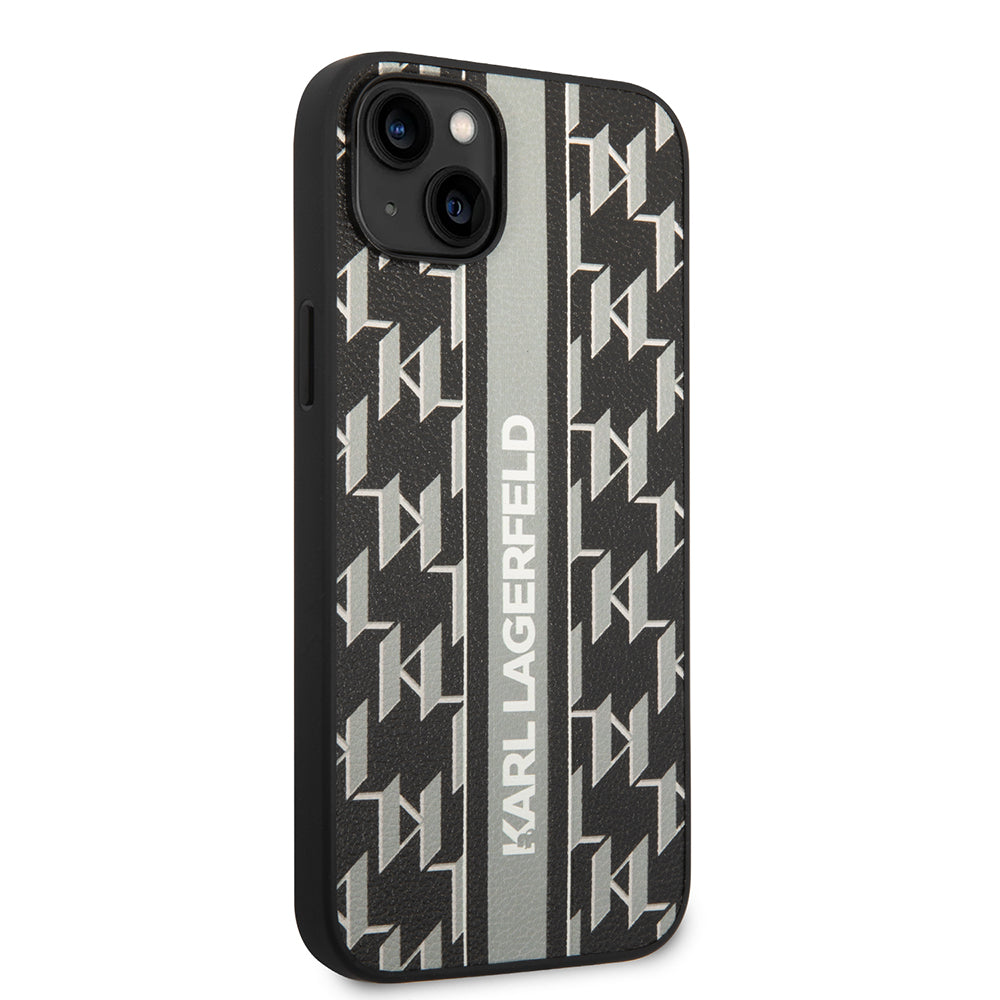 Karl Lagerfeld - Hardcase Monogram (KLHCP14MPGKLSKG) - iPhone 14 Plus - Grey Stripe