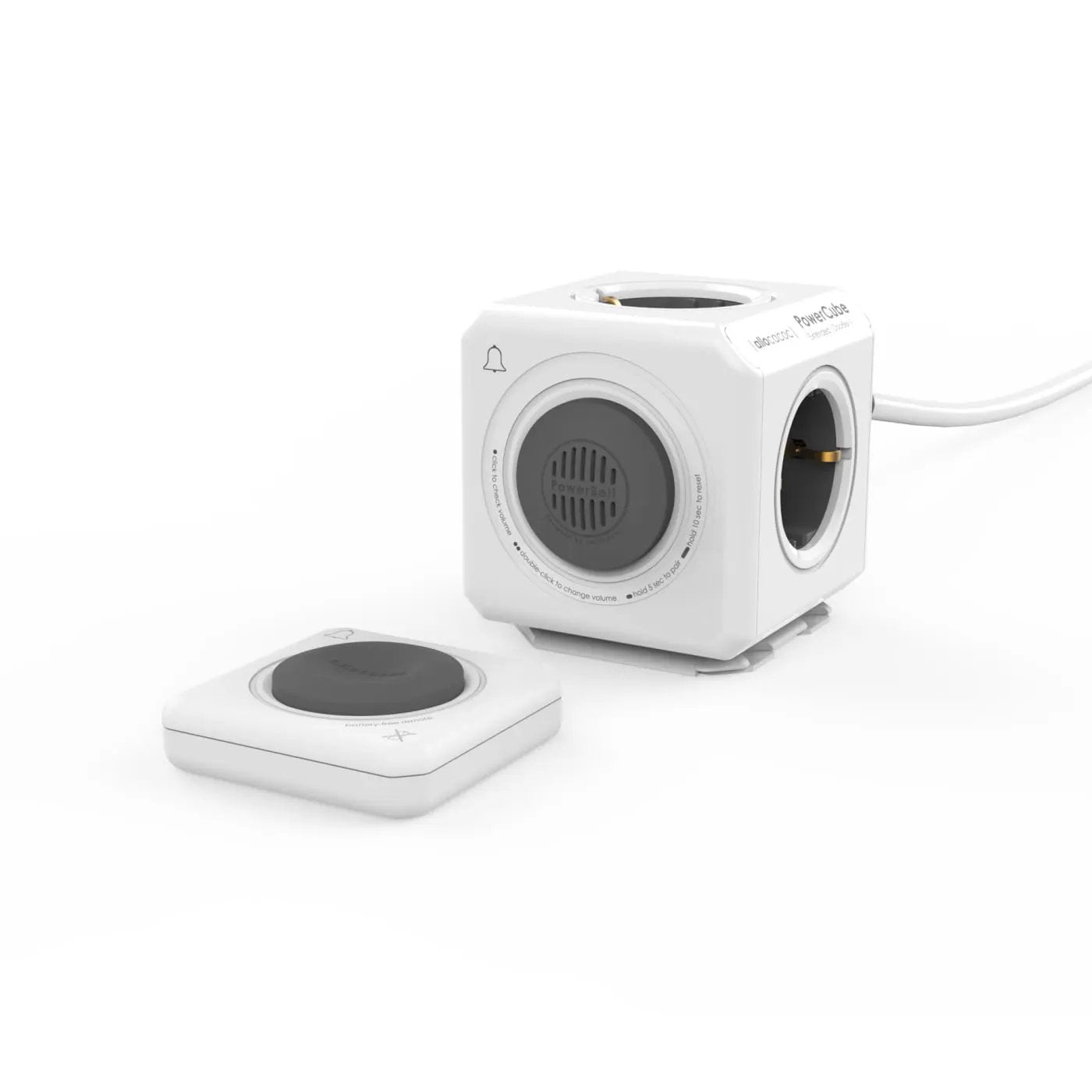 Allocacoc® PowerCube |Extended DoorBell| Τηλεχειριζόμενο Πολύπριζο 4 θέσεων για Γκρι για 10786/DEEXBL – PhoneBazaar
