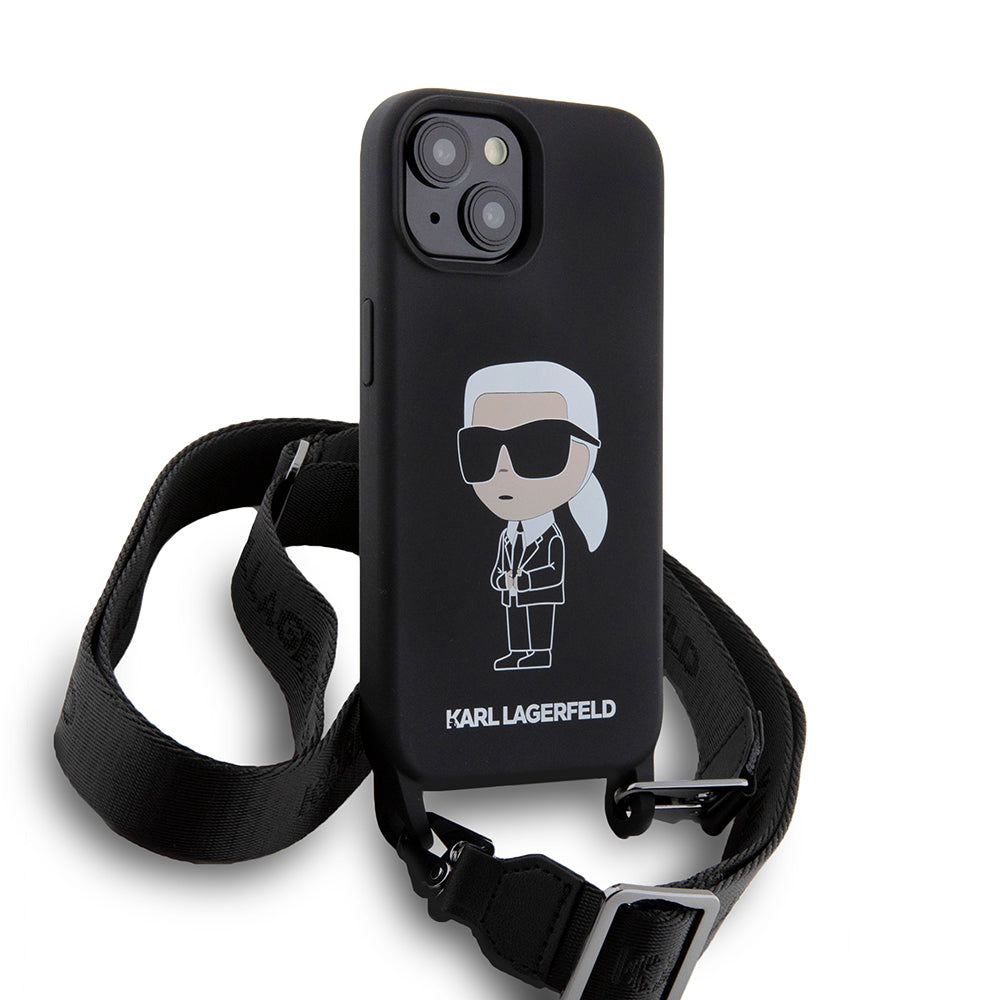 Karl Lagerfeld Crossbody Ikonik Hard Case Θήκη προστασίας από σιλικόνη – iPhone 15 (Black – KLHCP15SSCBSKNK)