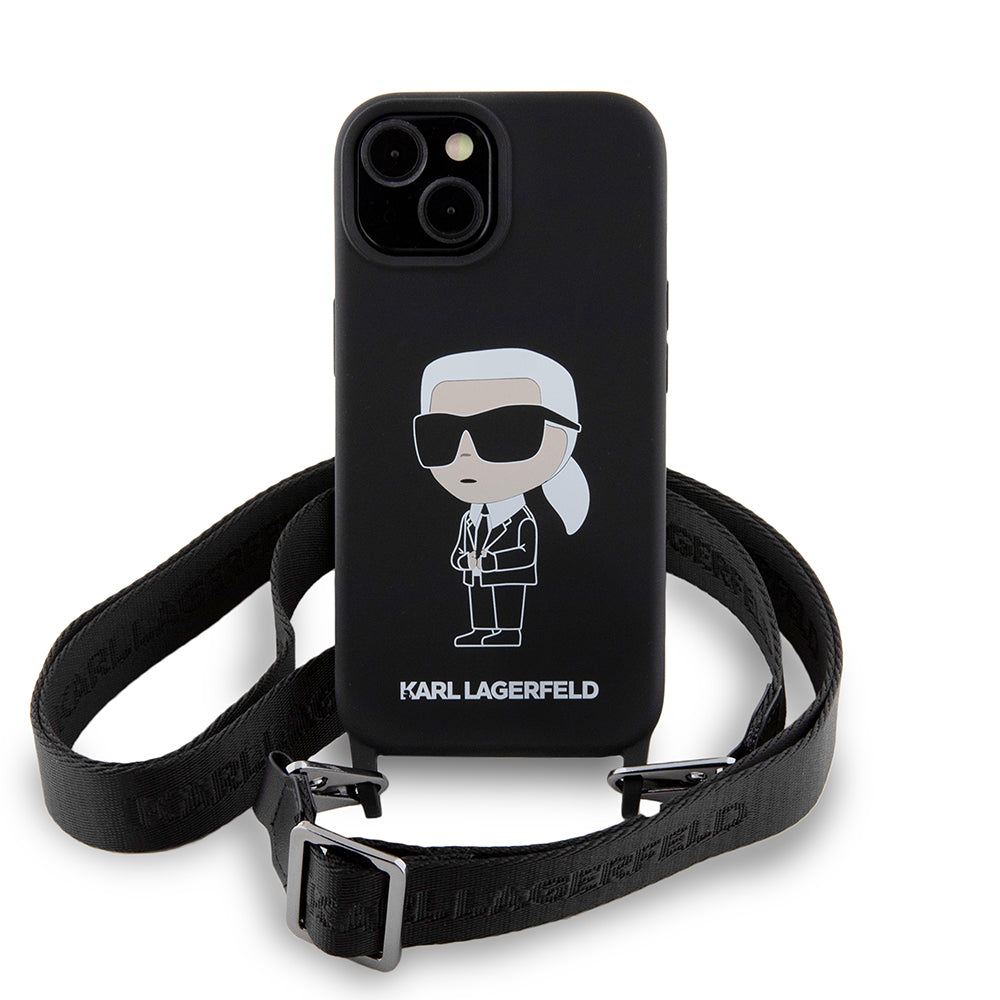Karl Lagerfeld Crossbody Ikonik Hard Case Θήκη προστασίας από σιλικόνη – iPhone 15 (Black – KLHCP15SSCBSKNK)