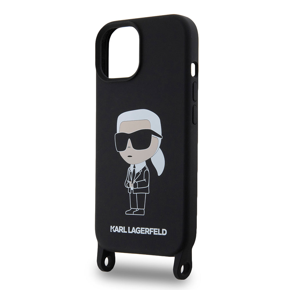 Karl Lagerfeld Crossbody Ikonik Hard Case Θήκη προστασίας από σιλικόνη – iPhone 15 (Black – KLHCP15SSCBSKNK)