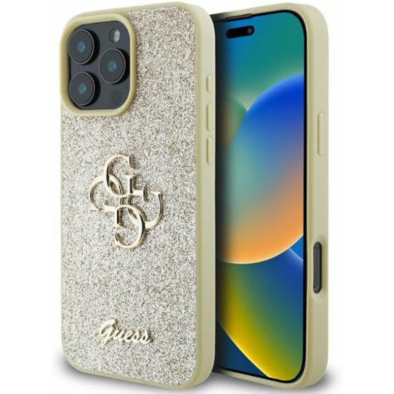 Guess Fixed Glitter Big 4G Logo Case Θήκη προστασίας από σιλικόνη – iPhone 16 Pro (Χρυσό – GUHCP16LHG4SGD)