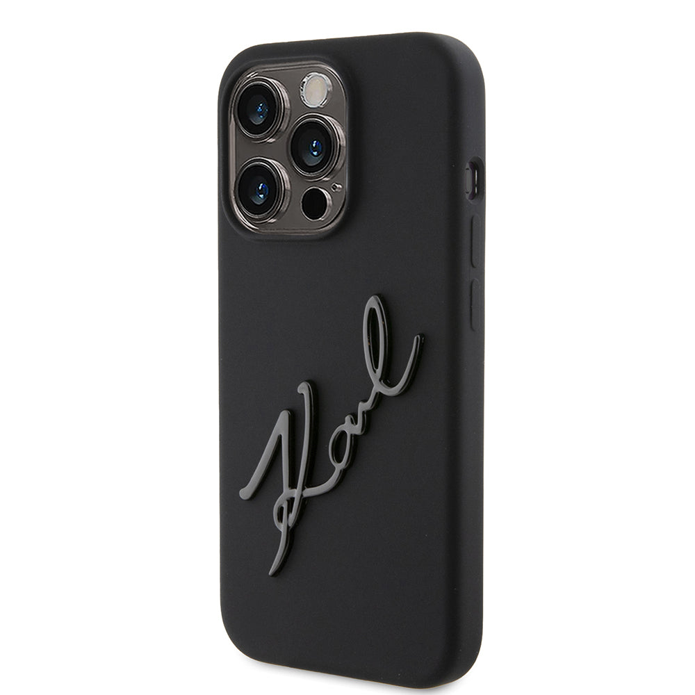Karl Lagerfeld “Karl Script Logo” Hard Case Θήκη προστασίας από σιλικόνη – iPhone 15 Pro (Black – KLHCP15LSKSBMCK)