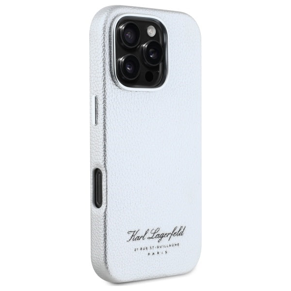 Karl Lagerfeld “Rue St.Guillaume Logo Collection” Θήκη προστασίας από σιλικόνη – iPhone 16 Pro Max (Γκρι – KLHCP16XPGWCMKHK)