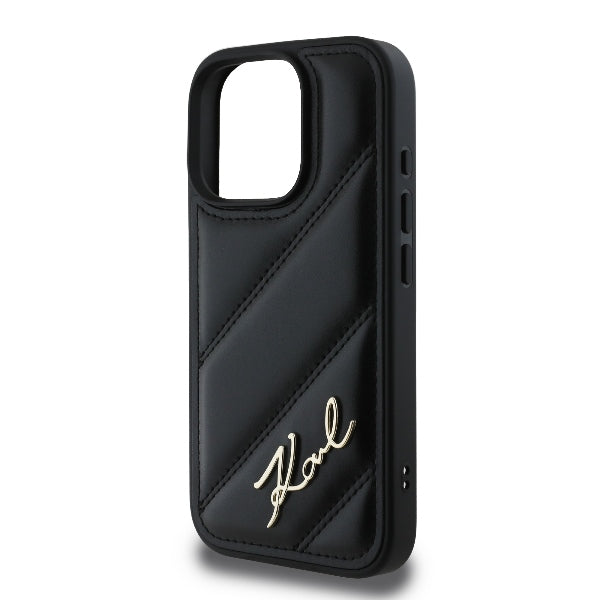 Karl Lagerfeld “Quilted Metal Signature Logo Collection” Case Θήκη προστασίας από δερματίνη – iPhone 16 Pro Max (Μαύρο – KLHCP16XPQDSMGK)