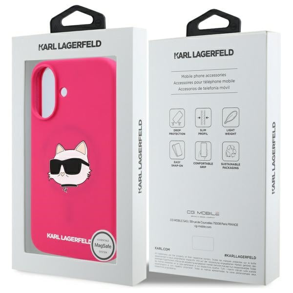 Karl Lagerfeld Magsafe Silicone Case "Choupette's Head" Θήκη προστασίας από σιλικόνη – iPhone 16 (Fuchsia – KLHMP16SSCHPPLF)