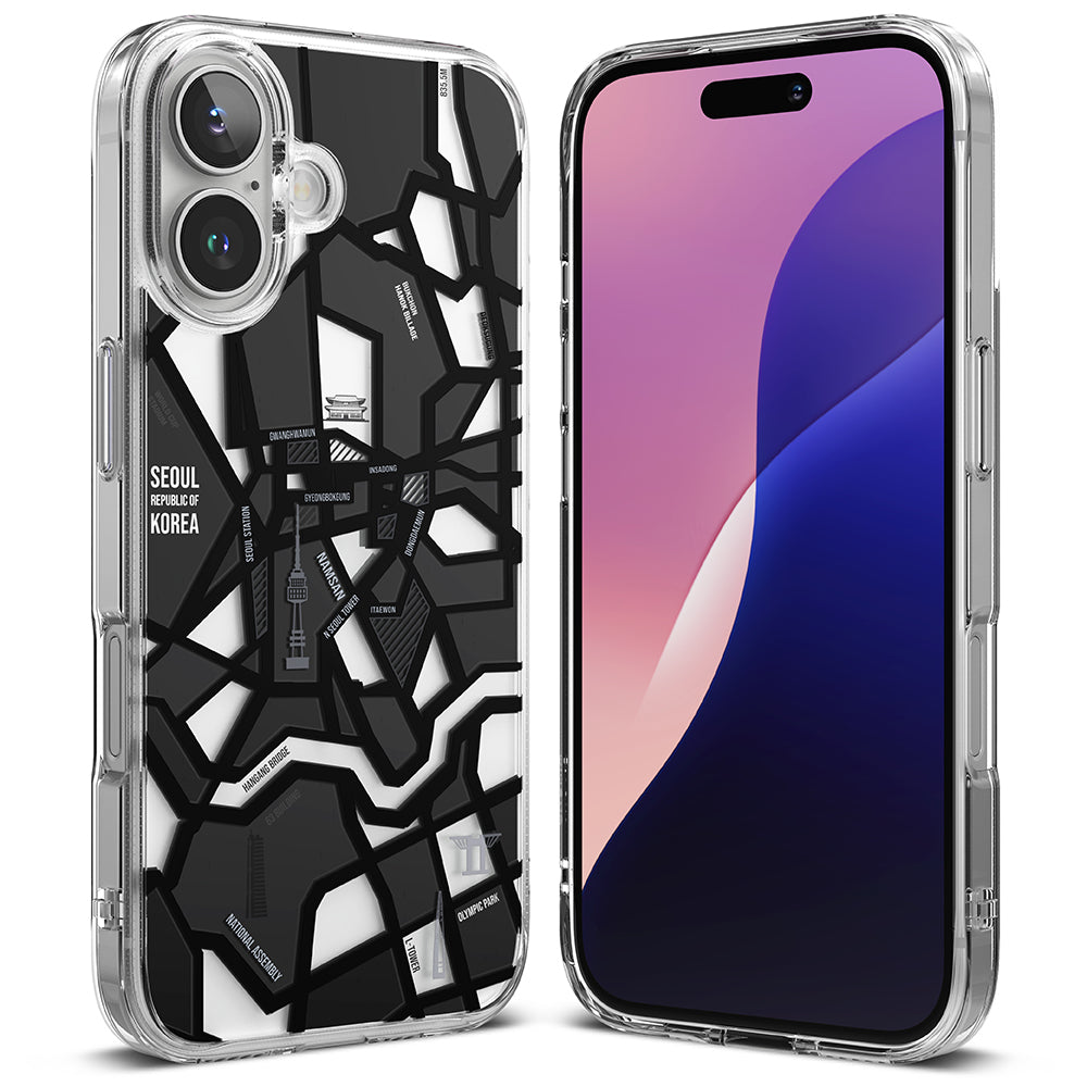 Ringke - Fusion Design - iPhone 16 - Seoul Map Black