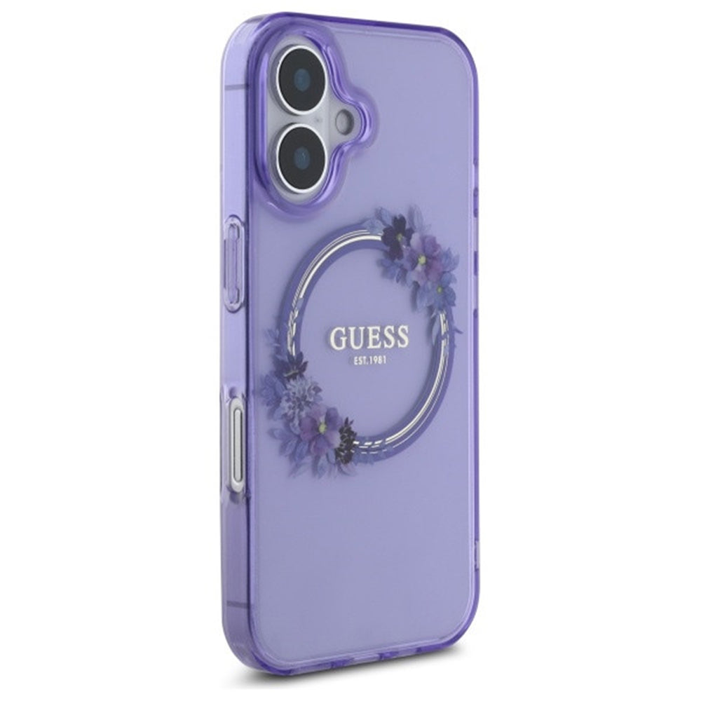 Guess Magsafe “Flower Wreath” Hard Case Θήκη προστασίας από σκληρό πλαστικό – iPhone 16 (Ροζ – GUHMP16SHFWFCP)