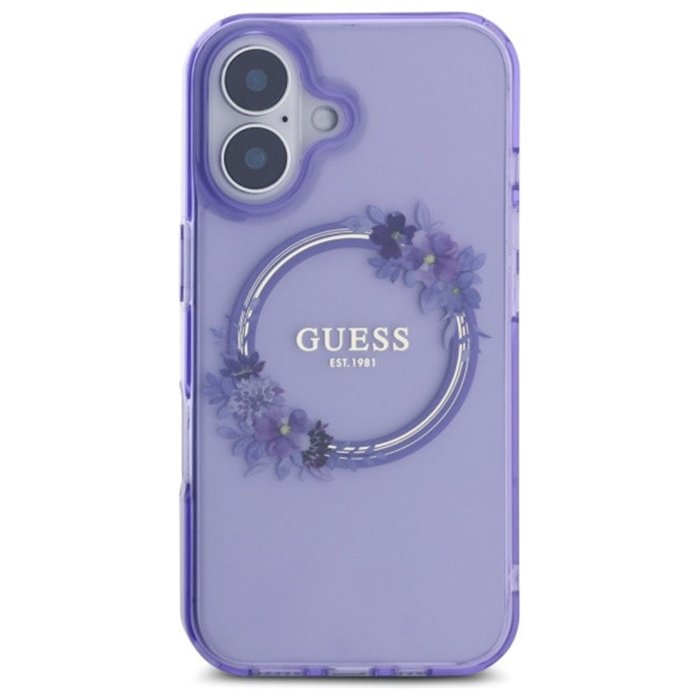 Guess Magsafe “Flower Wreath” Hard Case Θήκη προστασίας από σκληρό πλαστικό – iPhone 16 (Ροζ – GUHMP16SHFWFCP)