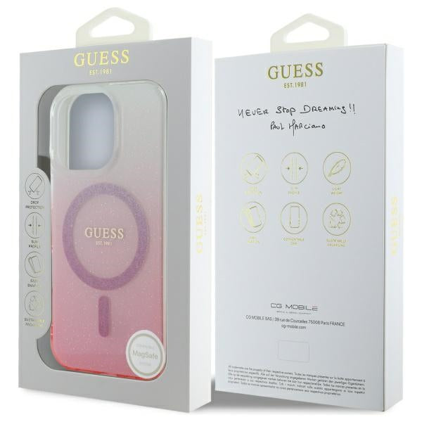 Guess Magsafe “Glitter Gradient” Hard Case Θήκη προστασίας από σκληρό πλαστικό – iPhone 16 Pro Max (Ροζ – GUHMP16XHGRCELP)