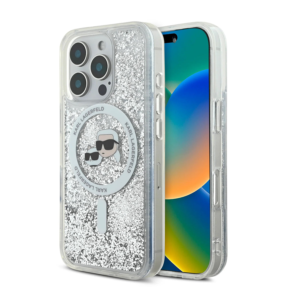Karl Lagerfeld Magsafe Ringstand Liquid Glitter Hard Case Θήκη προστασίας από σκληρό πλαστικό – iPhone 16 Pro (Glitter Διάφανη – KLHMP16LLGKCSGH)