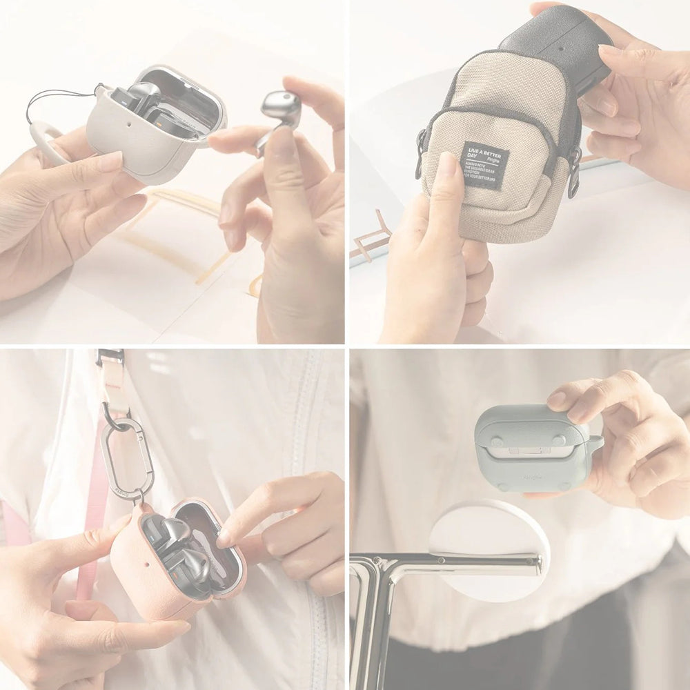 Ringke - Protection Case Onyx Magnetic - for AirPods 4, Non-Slip Texture, Carabiner Hole - Warm Gray