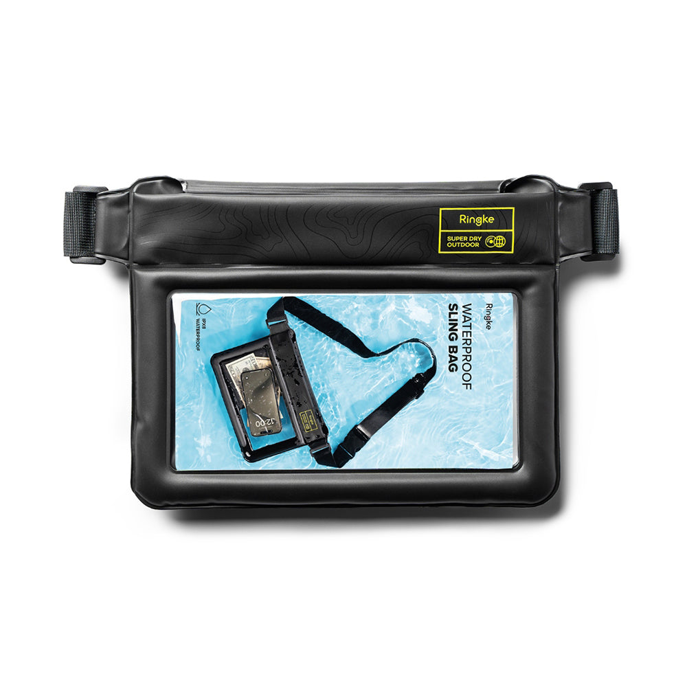 Ringke - Waterproof Sling Bag - with Strap, IPX8, 240x180mm - Black