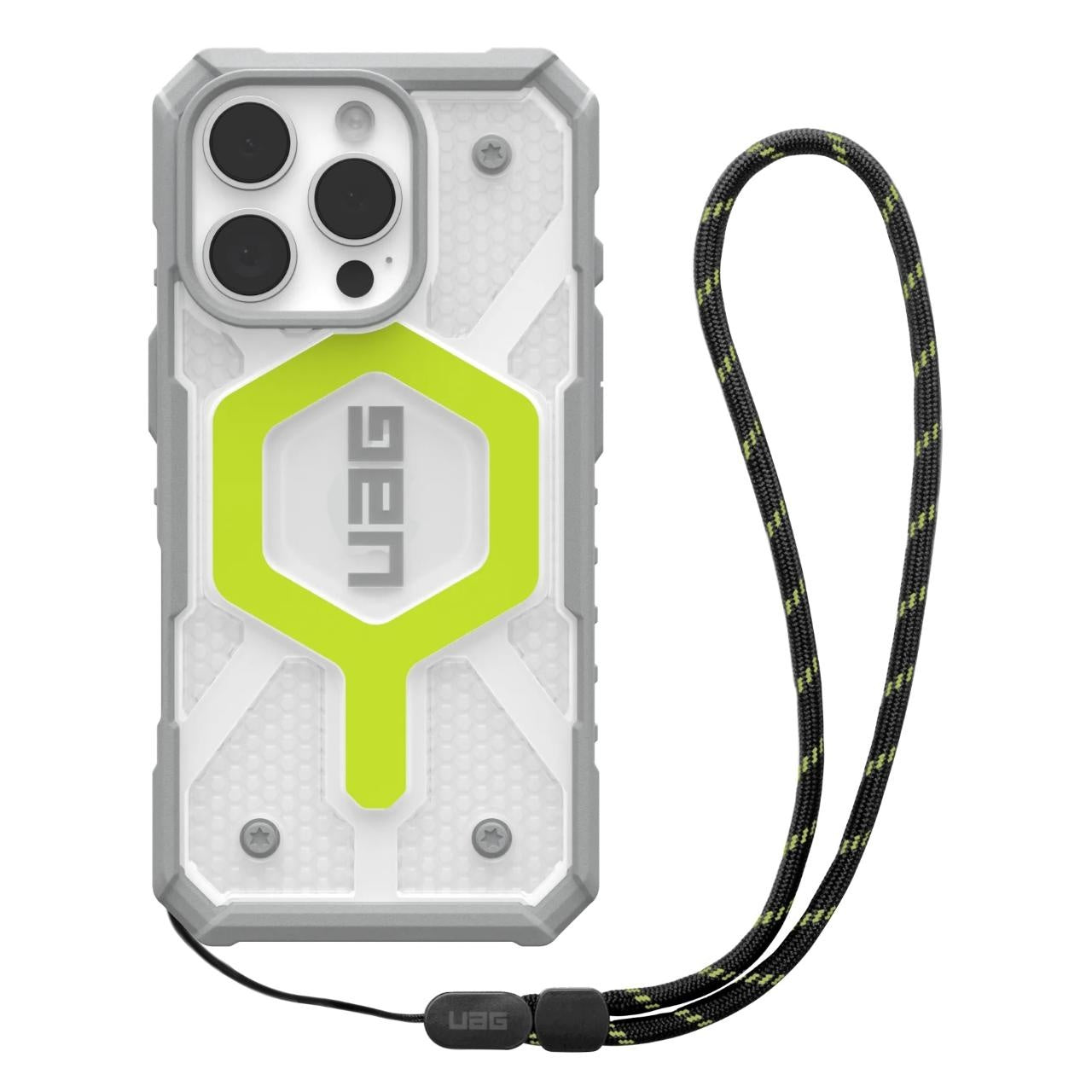 UAG - Pathfinder Clear MagSafe - iPhone 16 Pro Max - Active Neon Lanyard