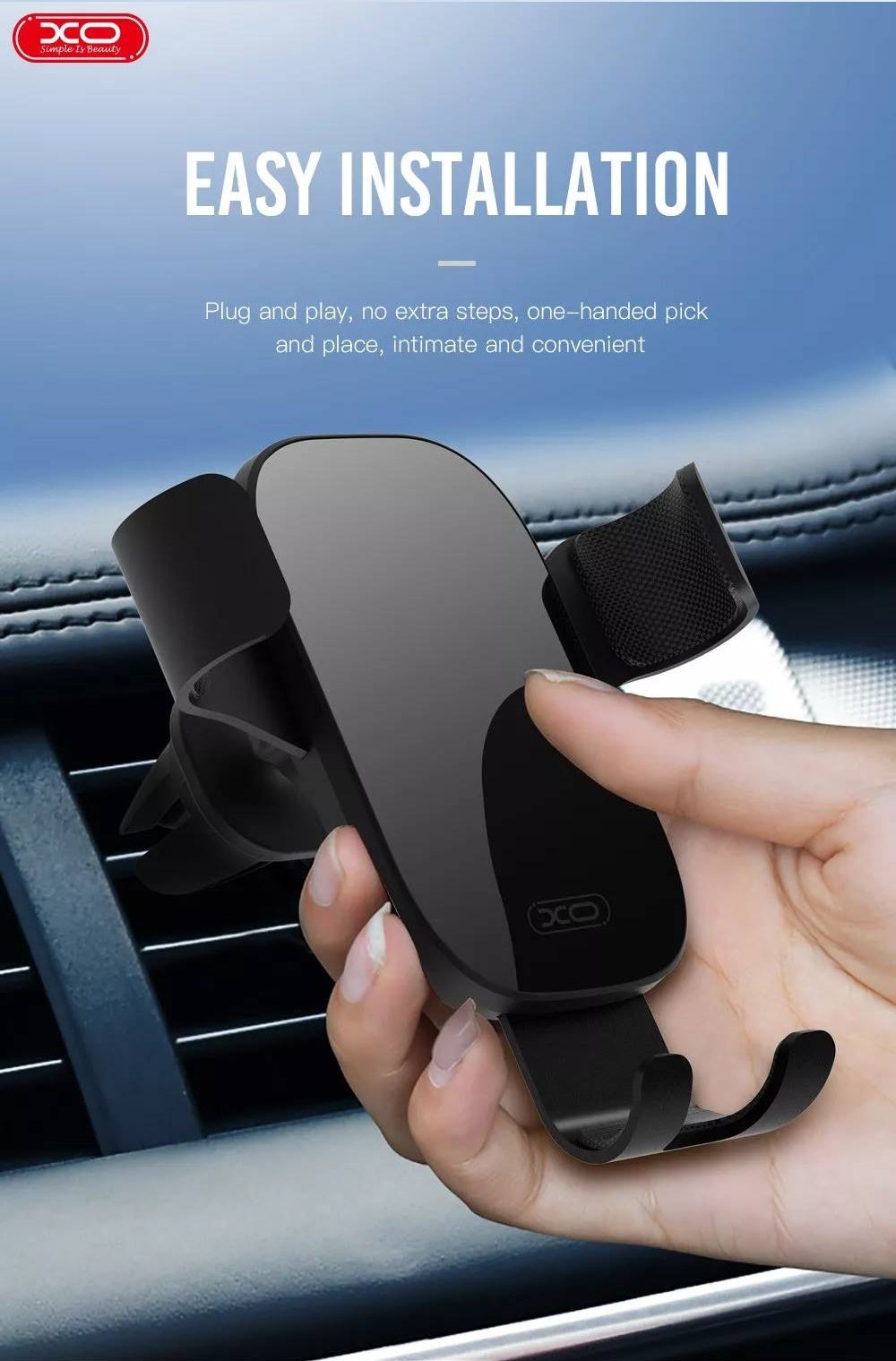 XO C37 Car Phone Holder Βάση στήριξης Smartphone αεραγωγών αυτοκινήτου (Μαύρη)