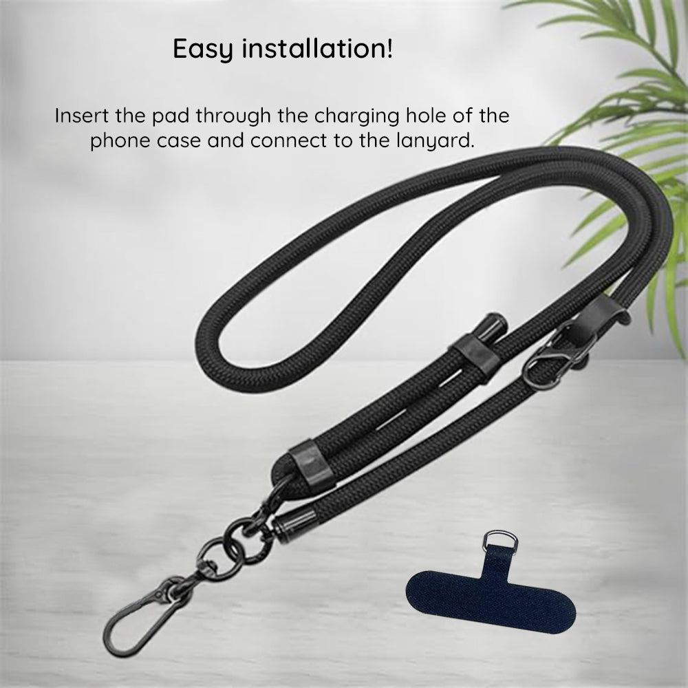 Techsuit - Rope Crossbody Strap (RCS1-08) - for Phones, Carabiner, Nylon Braided, Durable, Adjustable - Champagne Mist