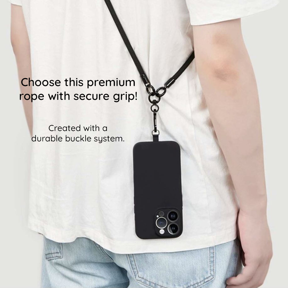 Techsuit - Rope Crossbody Strap (RCS1-08) - for Phones, Carabiner, Nylon Braided, Durable, Adjustable - Champagne Mist