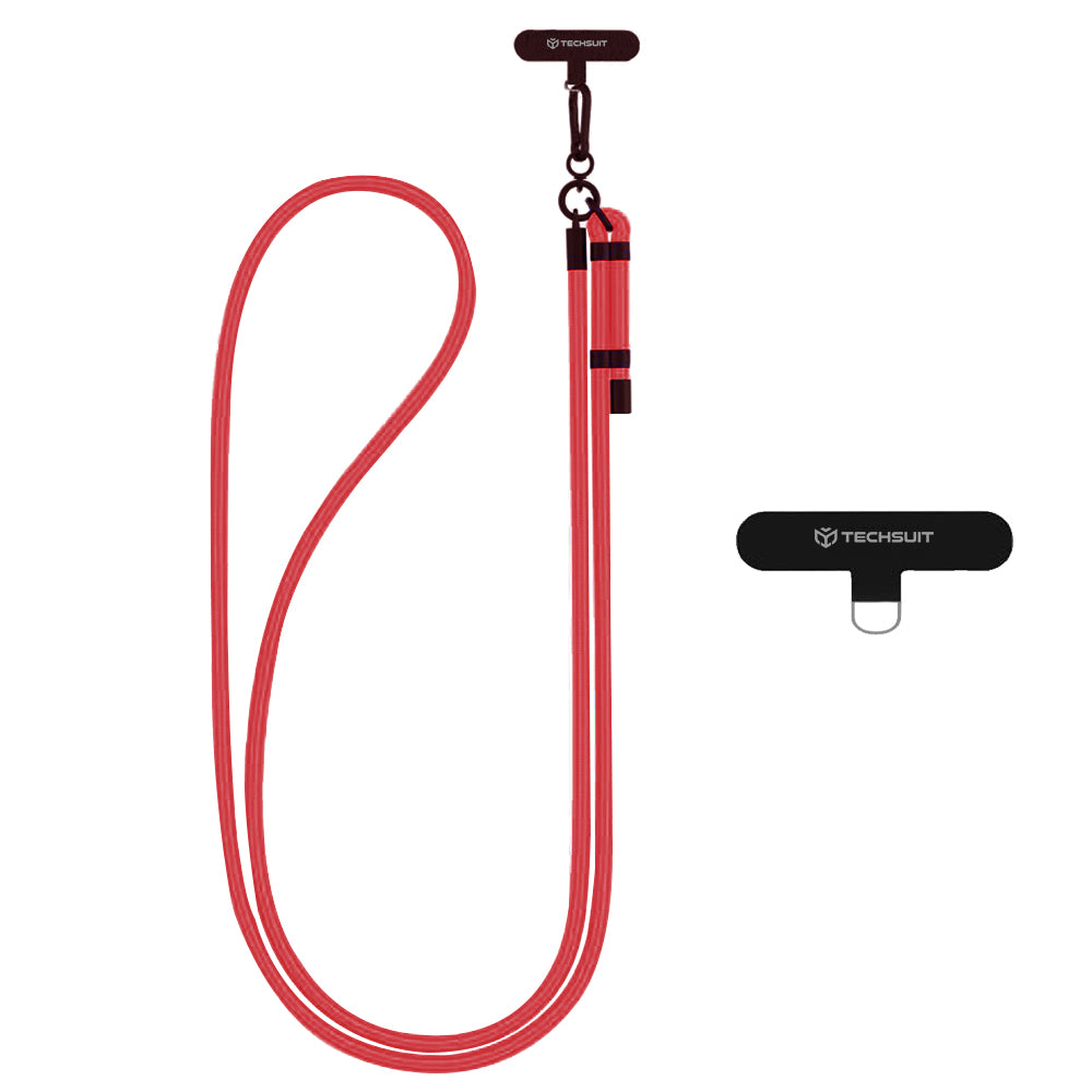 Techsuit - Rope Crossbody Strap (RCS1-33) - for Phones, Carabiner, Nylon Braided, Durable, Adjustable - Red Velvet