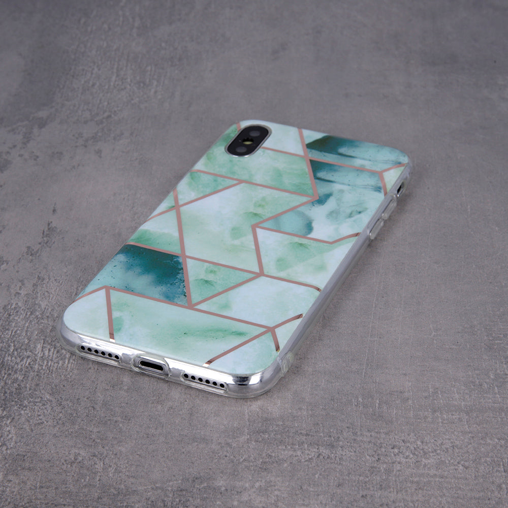 Geometric Marmur Case for iPhone 12 Mini green
